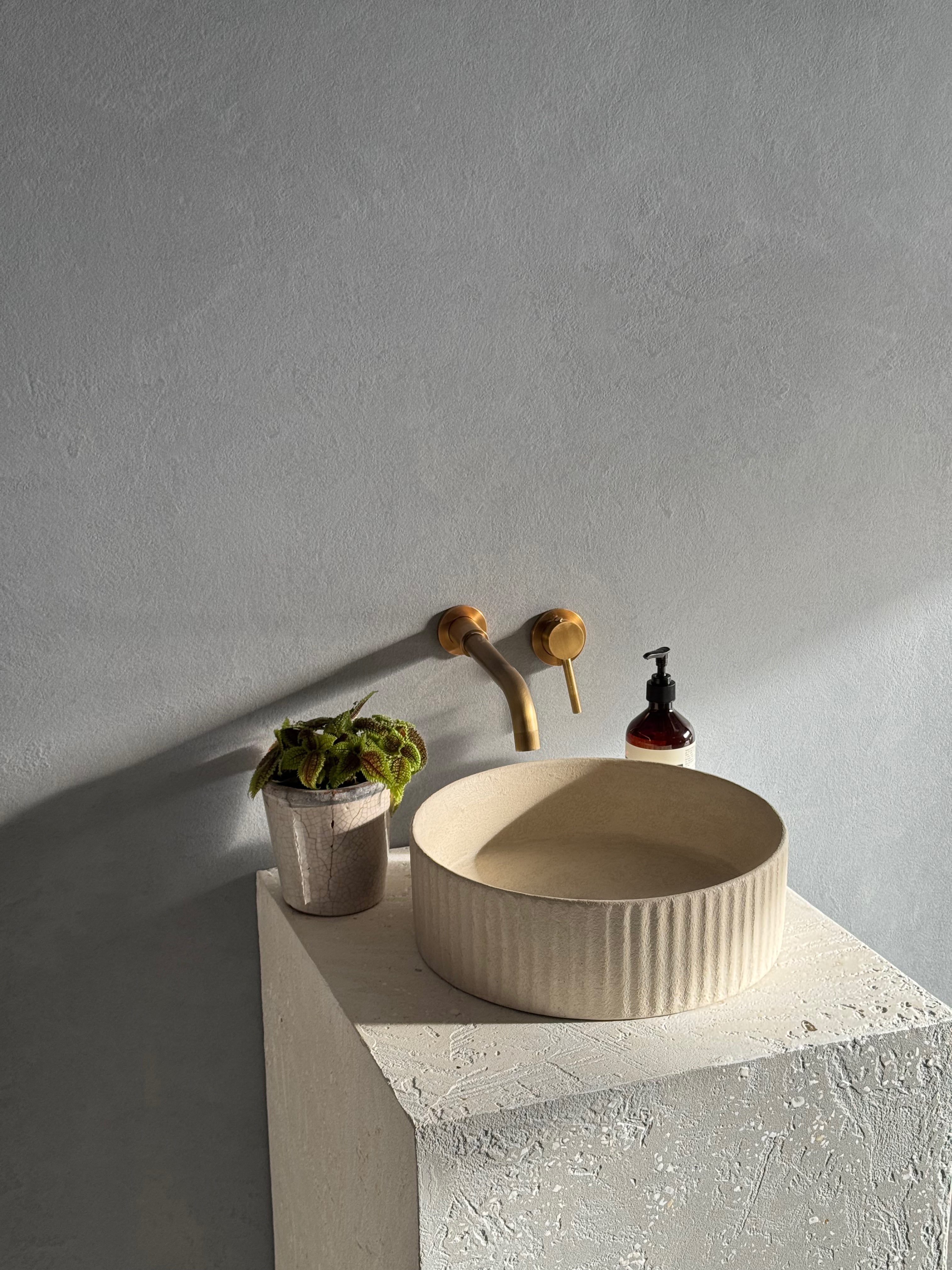 Fluted Concrete Basin